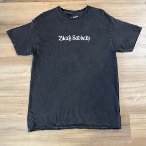 Black Sabbath Fallen Angel Double Sided Faded Black Distressed Shirt Size Large